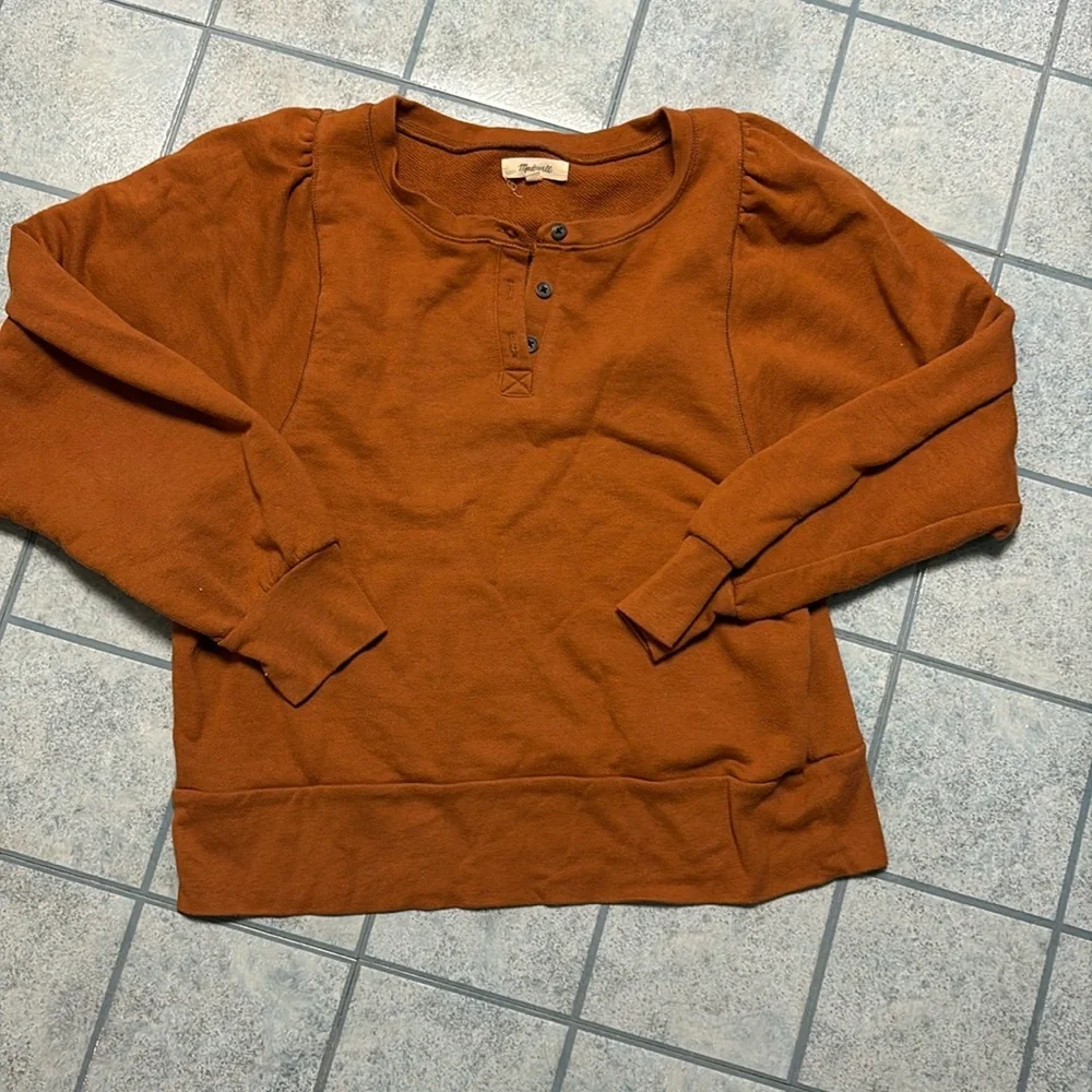 Madewell Henley Puff-Sleeve Sweatshirt - Picture 2 of 4